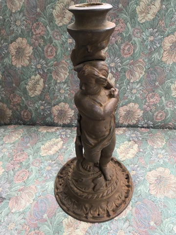 VICTORIAN CAST IRON CHERUB NEWELL POST LIGHT 1890'S PARIFFIN LIGHT  EARLY SOCKET Cover
