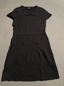 Ann Taylor Factory schwarz Strick Kurzarm MIdi Pullover Kleid Größe Large  - Bild 1 von 5