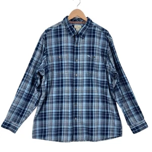 Bob Timberlake Button Up Shirt Mens XL Blue Plaid Cotton Long Sleeve Pockets - Picture 1 of 20