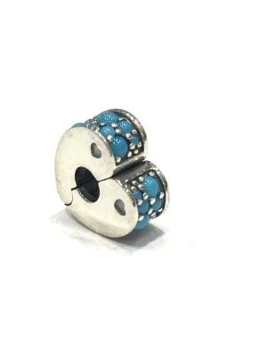 NEW Genuine Pandora Arcs Of Love Charm 797227NYA Heart Turquoise Clip Fixed Blue - Image 1 of 4