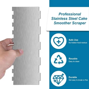 Cake Decorating Comb Stainless Steel Scraper Tool 10 in High x 4 in Wide - Picture 1 of 7