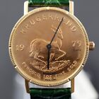 Krugerrand gold coin and leather strap wristwatch