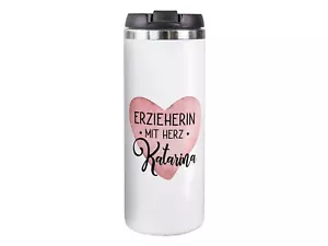 Thermal Mug Personalised, Educator with Heart, Coffee Mug To Go, Gift ♥ - Picture 1 of 7