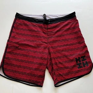 Hawaii's Finest 44 Surf Trunks Board Shorts Surfing Red Black HI Hawaiian - Picture 1 of 8