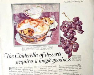 Sun Maid Raisins Bread Pudding Recipe Vintage 1924 Ad Magazine Print - Picture 1 of 5