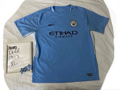 MANCHESTER CITY ENGLAND HOME 2017/2018 NIKE FOOTBALL SOCCER JERSEY SHIRT SIZE XL - Image 1 of 2