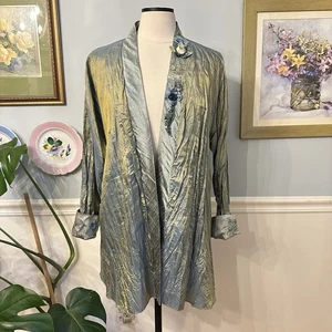 Chaqueta Lee Andersen De Colección Mediana Años 80 Arte para Usar Con Cuentas Azul Iridiscente Artística - Imagen 1 de 12