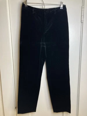 Vintage Linda Allard Ellen Tracy Black Cotton Velvet Pants Made In USA Size 6 - Image 1 of 4