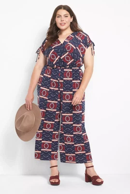 Novo Macacão Lane Bryant Dolman Manga Ombro Ruched Perna Larga Cropped 22/24 - Imagem 1 de 4