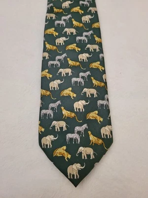 Gravata masculina SWAROVSKI OPTIK 100% seda designer feita na Itália safári RARA! - Imagem 1 de 4