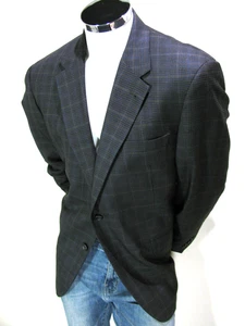 Jos A Bank Blazer Mens 43R Wool Olive Plaid Suit Jacket Single Vented Sport Coat - Picture 1 of 15