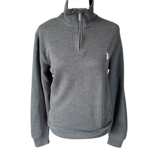 U.S. Polo Assn. XS black heather long sleeve 1/4 zip flatback sweatshirt jacket - Picture 1 of 10