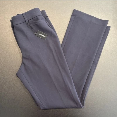Calça social nova com etiquetas Express Columnist bootcut cintura alta, azul marinho, feminina tamanho 8R - Imagem 1 de 4