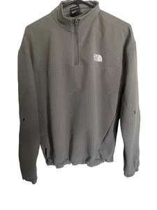 The North Face Mens Gray Tekware Grid 1/4-Zip FlashDry Pullover Jacket Small - Picture 1 of 9