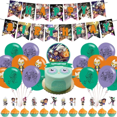 Decoraciones de fiesta de cumpleaños de la casa del búho, suministros de fiesta con tema de dibujos animados de la casa del búho Foto 1 de 4