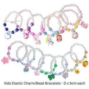 Bracciale Perline Elastiche Bambini 10/20/30 Perla-Come Charms-Amicizia Ragazze - Foto 1 di 2