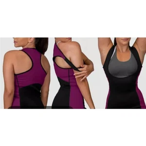 Slim & Trim Hourglass Slimming Tank L Womens Black Purple Neoprene Workout - Picture 1 of 8