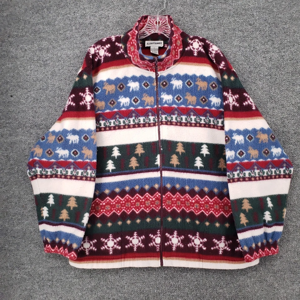 Chaqueta De Colección Alfred Dunner Para Mujer L Grande Vellón Cremallera Completa Navidad Dadcore Foto 1 de 4