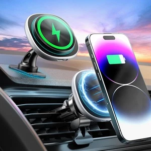 MagSafe Car Mount Charger, 15W Fast Charging Strong Magnetic Phone Holder, Ai... - Photo 1 sur 7
