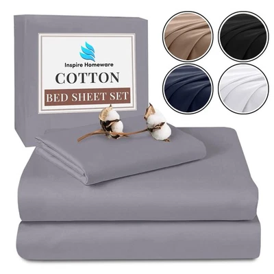 Luxury 100% Egyptian Cotton Flat Sheet TC 400 Bed Sheets Single Double King Size - Image 1 of 4