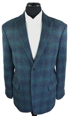 Chaqueta Blazer Harris Tweed Studio Trajes Reloj Negro Verde Azul A Cuadros 2 Botones 44R Foto 1 de 4