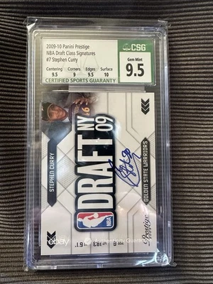 Prestige NBA Draft Class Signatures #7 Stephen Curry RC CSG 9,5 2009 automático 10 Foto 1 de 2