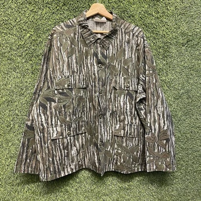 VTG Real Tree Bark Camo Military Chore Coat Button Up Shirt Mens XXL Camouflage - Image 1 of 4