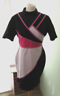 KAREN MILLEN Size 14 Black White Pink Colour Block Pencil Dress Party
