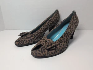 THIERRY RABOTIN Italy Size 10 42 Peeptoe Pumps Leopard Print Suede Heels Shoes - Picture 1 of 24