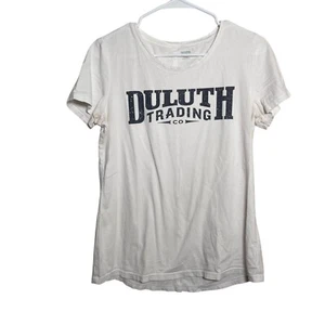 Camiseta para mujer Duluth mediana blanca gráfica manga corta logotipo cuello redondo top - Imagen 1 de 10
