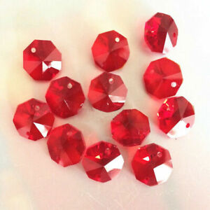 20pcs 14mm Red Crystal Octagonal bead Prism Decoration Crystal chandelier parts
