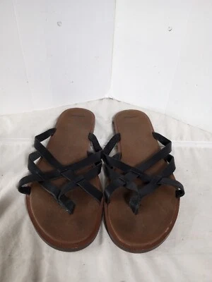 Sandalias Sanuk Yoga Saladas Mujer Tiras Negras Tanga Chanclas Talla 10 Foto 1 de 4