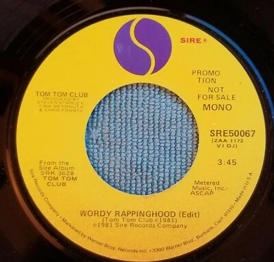 Tom Tom Club "Wordy Rappinghood (Edit)(Mono) / Wordy Rappinghood (Edit)(Stereo)" - Image 1 of 3