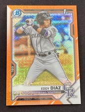 2021 Bowman Chrome Prospect Orange Mega Mojo Refractor #BCP-33 Eddy Diaz RC /25