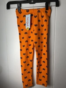 New Cat & Jack Orange With Black Cat Halloween Leggings Girls Size 4T - Picture 1 of 9