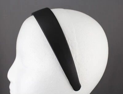 Черная повязка на голову мягкая блестящая ткань лента для волос аксессуар ширина 1 3/16 дюйма искусственная кожа - Изображение 1 из 4