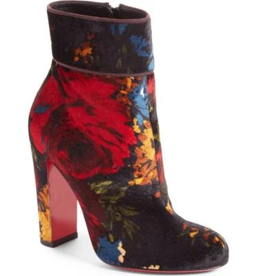 Nuevo en caja Christian Louboutin MOULAMAX 85 NEGRO ROJO Terciopelo Tacón Botín al Tobillo 36 Foto 1 de 4