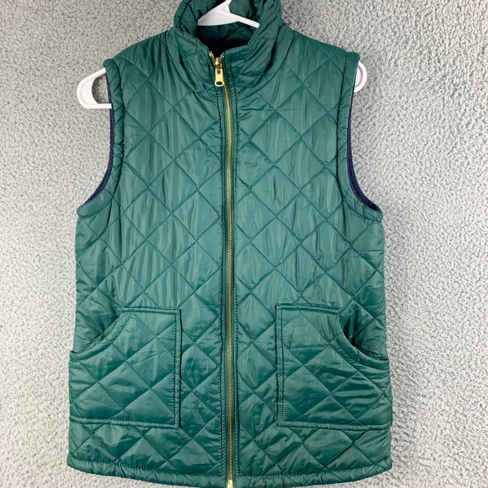 Lexi York Reversible Vest Womens Small Green Blue Quilted Fleece Outdoor Zipper - Image 1 of 4