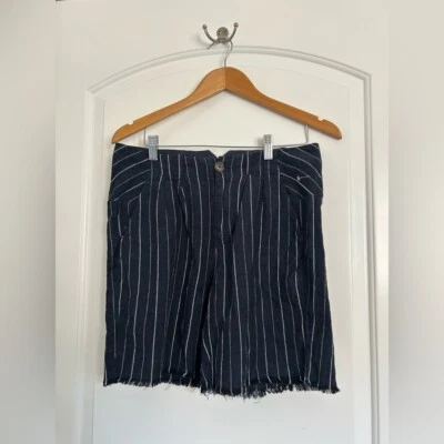Free People Fp Azul Marino Rayas Línea Mezcla Relajado Pantalones Cortos Talla 6 Boho tiro Alto Foto 1 de 4