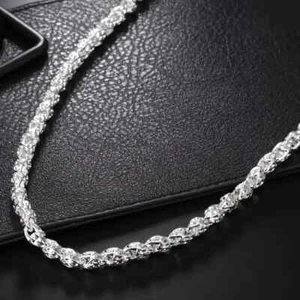 925 Pure Silvery Chain Necklace 20" - Picture 1 of 4
