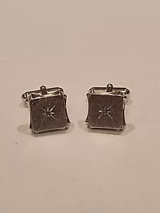 Quality Vintage Modernist Anson Sapphire & Sterling Silver Cufflinks - Picture 1 of 15