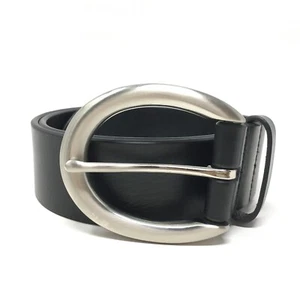 NEW Talbots Belt Womens Size XS Extra Small Black Leather Big Silver Buckle - Picture 1 of 7