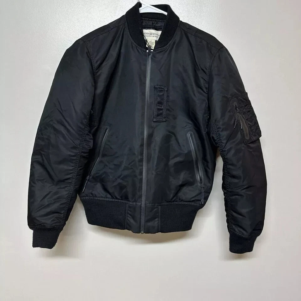 Chaqueta DENIM & SUPPLY Ralph Lauren MA-1 Blusa de Plumón Para Hombre Talla S Nylon Negra Foto 1 de 4