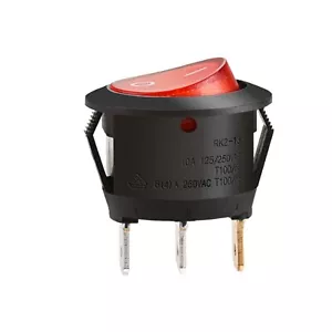 INTERRUTTORE a bilanciere luminoso rosso rotondo da pannello 6A 230V illuminato - Foto 1 di 6