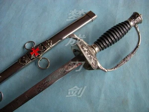S0803 KNIGHT OF ST. JOHN TEMPLAR MASONIC RED CROSS CRUSADER SWORD SILVER 35.6" - Picture 1 of 4