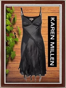 Karen Millen Seidencocktail Babydoll Cami Wasserfall Midi Stretchkleid: UK 14 - Bild 1 von 8
