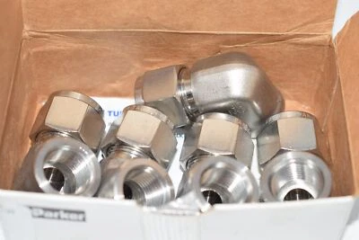 Pack of 5 NEW PARKER 8FEL6N-316 3/8'' x 1/2'' A-LOK x FNPT SS Female 90 Degree E - Image 1 of 3