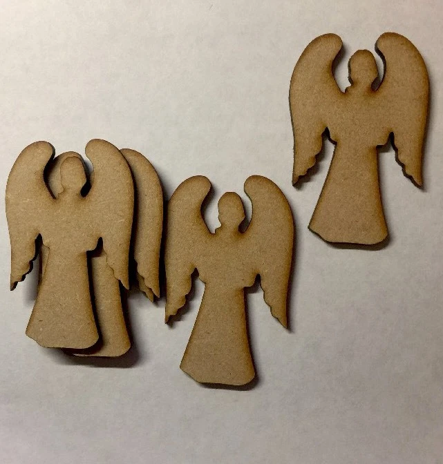 LASERKRIS Formas artesanales de ángeles de madera de 3 mm de grosor MDF madera Navidad adornos de Navidad en blanco