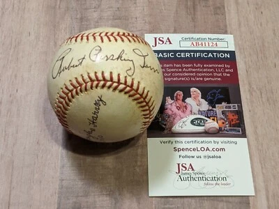 RARE Bobby Doerr Doug Harvey Dual Signed Official Baseball JSA COA Full Name HOF - Image 1 of 4