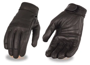 Ladies Motorcycle Blk Flex Knuckles Black Premium Leather Gloves with Gel Palms - Picture 1 of 1